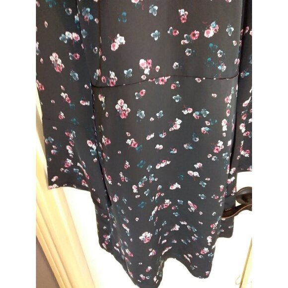 Banana Republic Dress Blue Floral Tie Open Back Bell Sleeves Sz 6 Bust 36 Length - Picture 3 of 9